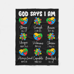 God Says I Am - Au Awareness Christian Bible Verse Fleece Blanket