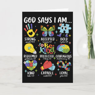 God Says I Am Be Kind Autism Awareness Sped Women Card
