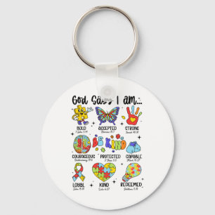 God Says I Am Be Kind Autism Awareness Sped Women Key Ring
