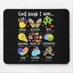God Says I Am Be Kind Autism Awareness Sped Women Mouse Pad