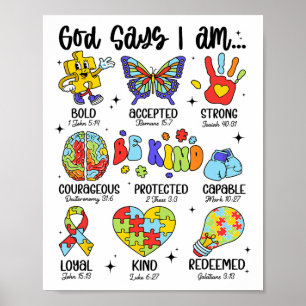 God Says I Am Be Kind Autism Awareness Sped Women  Poster
