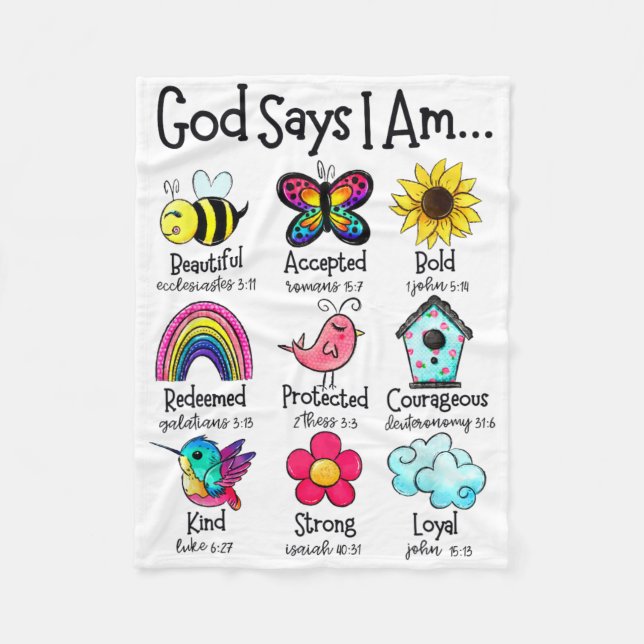 God Says I Am Bee Spring Christian Funny Easter Da Fleece Blanket (Front)