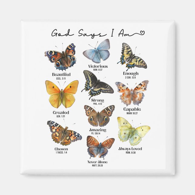 God Says I Am Bible Verse Religious Christian Butt Magnet (Front)