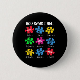 God Says I Am Bible Verses Christian Autism Awaren 6 Cm Round Badge