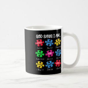 God Says I Am Bible Verses Christian Autism Awaren Coffee Mug