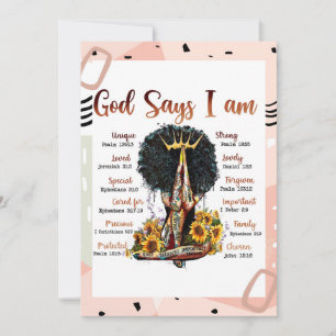 God Says I AM Black Christian Women Melanin Sista Invitation