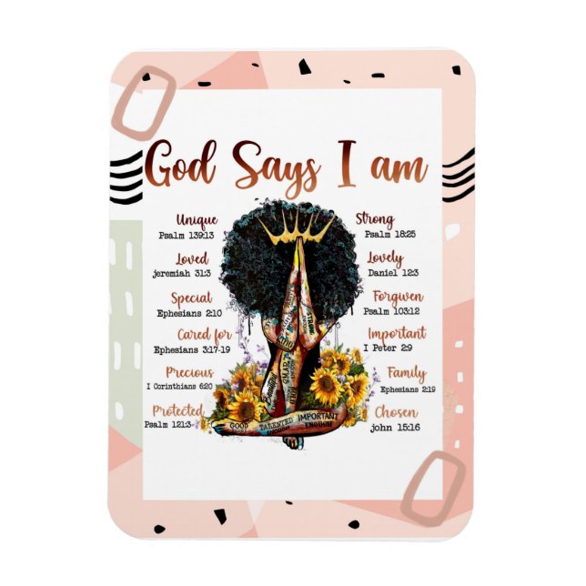God Says I AM Black Christian Women Melanin Sista Magnet (Vertical)