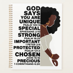God Says I AM Black Christian Women Melanin Sista Planner