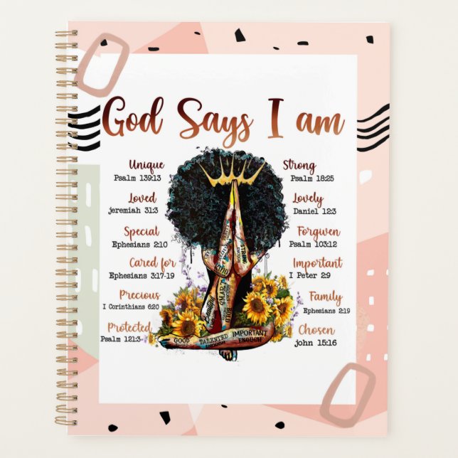 God Says I AM Black Christian Women Planner (Front)