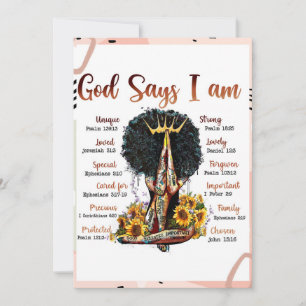 God Says I AM Black Christian Women Sista Melanin Invitation
