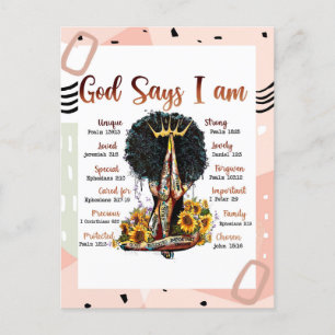 God says I am black women melanin sista queen Postcard