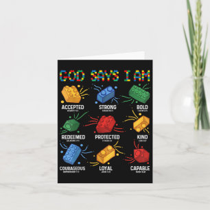 God Says I Am Building Brick Master Builder Block Card
