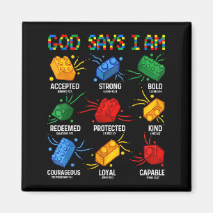 God Says I Am Building Brick Master Builder Block Magnet