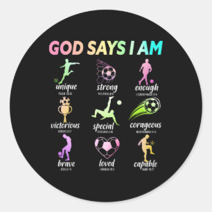 God Says I Am Christian Bible Verse Religious Socc Classic Round Sticker