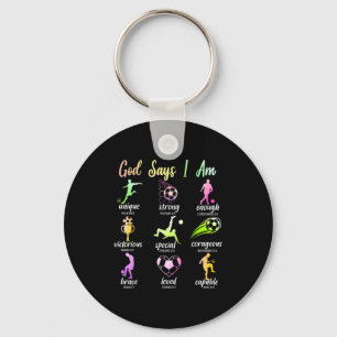 God Says I Am Christian Bible Verse Religious Socc Key Ring