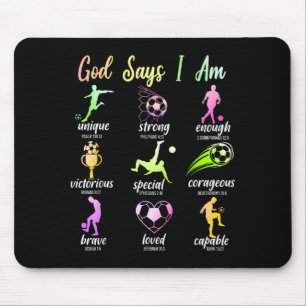 God Says I Am Christian Bible Verse Religious Socc Mouse Pad