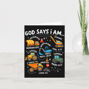 God Says I Am Christian Bible Verses Boys Construc Card