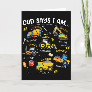 God Says I Am Christian Bible Verses Boys Construc Card