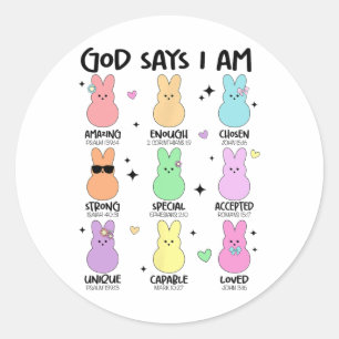 God Says I Am Christian Boys Girls Toddler Kids Ea Classic Round Sticker