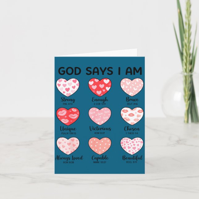 God Says I Am Christian Faith Heart Valentine Jesu Card (Front)
