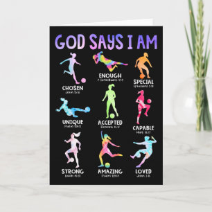 God Says I Am Christian Girls Teens Kids Soccer Ti Card