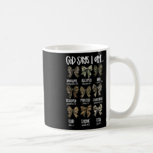 God Says I Am Christian Jesus Camo Coquette Bow Du Coffee Mug