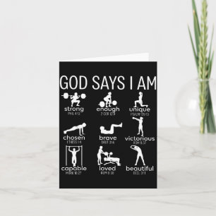God Says I Am Christian Workout Gym Women Men Card