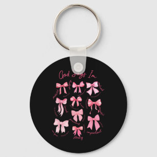 God Says I Am Coquette Bow Valentines Day Christia Key Ring