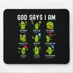 God Says I Am Cucumber Pickleball Bible Verse Chri Mouse Pad