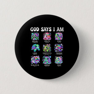 God Says I Am Cute Sea Turtle Scripture Design 6 Cm Round Badge