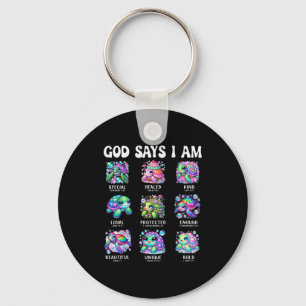 God Says I Am Cute Sea Turtle Scripture Design Key Ring
