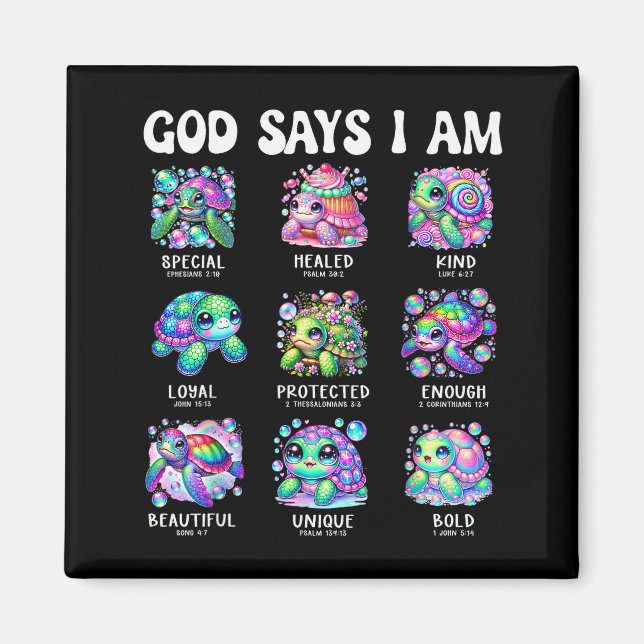 God Says I Am Cute Sea Turtle Scripture Design  Magnet (Front)