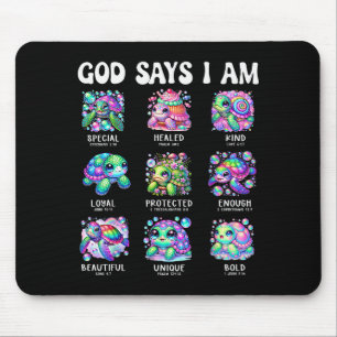 God Says I Am Cute Sea Turtle Scripture Design Mouse Pad