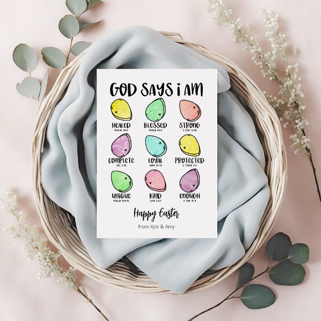 God Says i Am Easter Egg Bible Verse Motivational Holiday Card (Creator Uploaded)