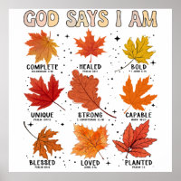 God says I am fall autumn harvest falling leaf Hal