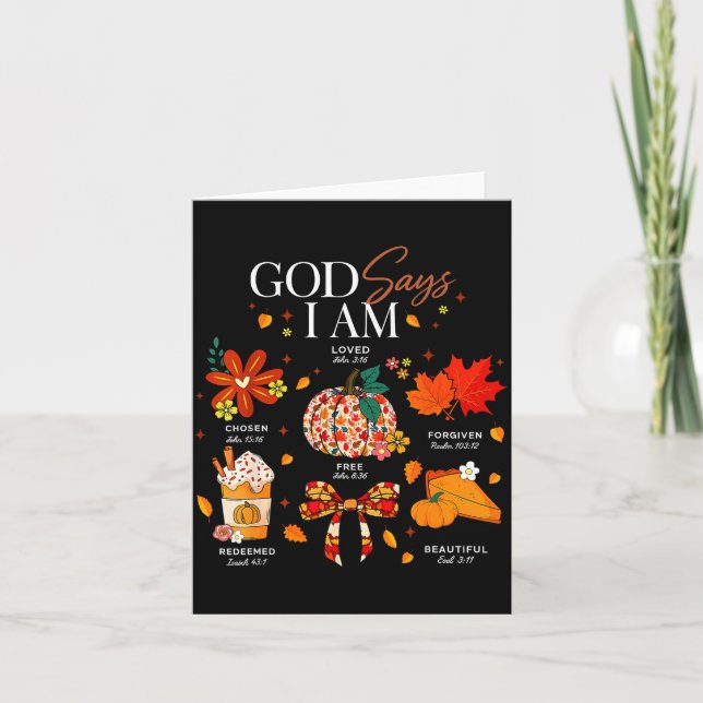God Says I Am Fall Vibes Autumn Christian Women Me Card (Front)