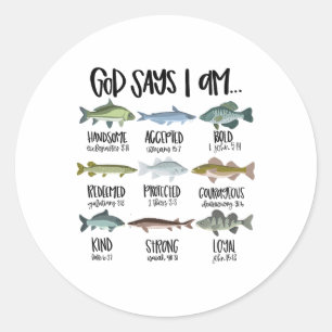 God Says I Am Fishing Christian Religious Bible Ve Classic Round Sticker