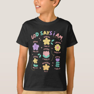God Says I Am Flower Lover Kids Girl Christian Bib T-Shirt