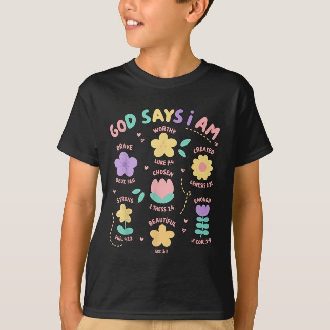 God Says I Am Flower Lover Kids Girl Christian Bib T-Shirt (Front)