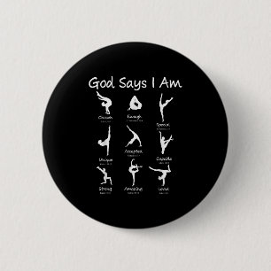 God Says I Am Gymnastics Teen Girl Toddler Cute Ch 6 Cm Round Badge