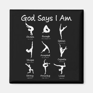 God Says I Am Gymnastics Teen Girl Toddler Cute Ch Magnet