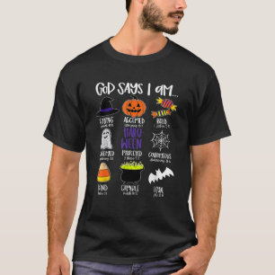 God Says I am Halloween Jesus Christian Pumpkin Wi T-Shirt