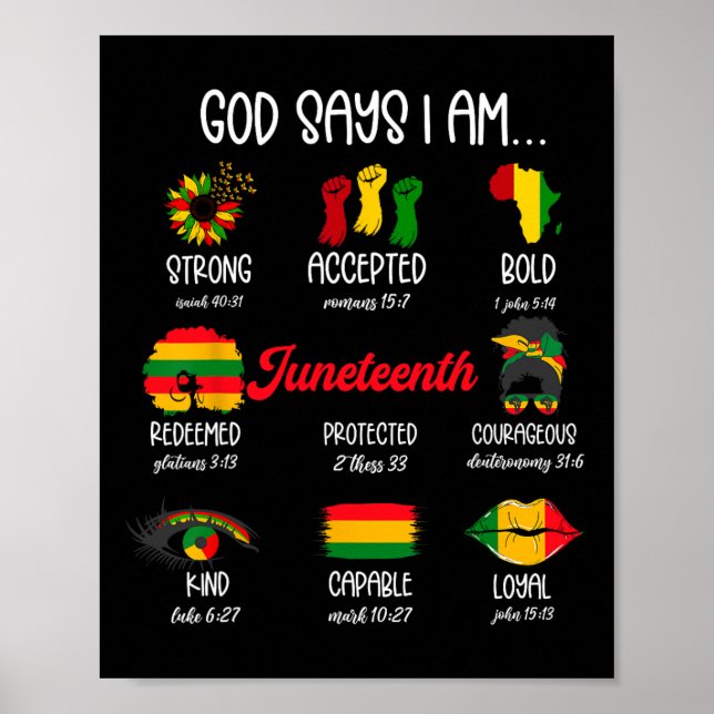 God Says I Am Juneteenth Free-ish Independence Day Poster (Front)