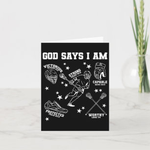 God Says I Am Lacrosse Lover Men Women Christian Card