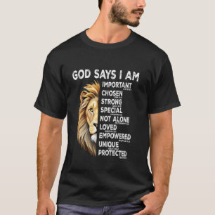 God Says I Am Lion Christian Religious T-Shirt