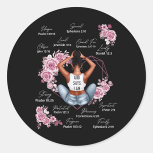 God Says I Am Melanin Black History Month African Classic Round Sticker