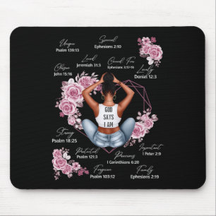 God Says I Am Melanin Black History Month African Mouse Pad