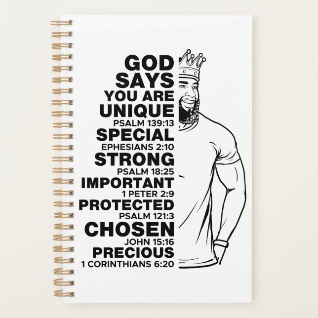 God says I am melanin men black dad Christian man Planner (Front)