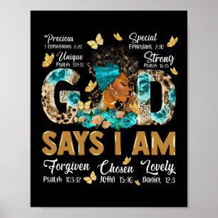 God Says I Am Melanin Queen Black History African  Poster