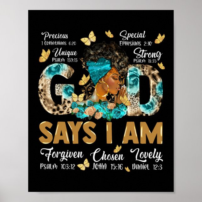 God Says I Am Melanin Queen Black History African  Poster (Front)